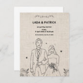 ベージュとブラックヴィンテージ素朴フローラ結婚ズインビ エンクロージャーカード (正面/裏面)