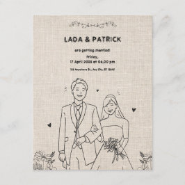 ベージュとブラックヴィンテージ素朴フローラ結婚ズインビ エンクロージャーカード