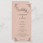 ベージュとブラック書道スクリプト結婚式 プログラム (正面/裏面)