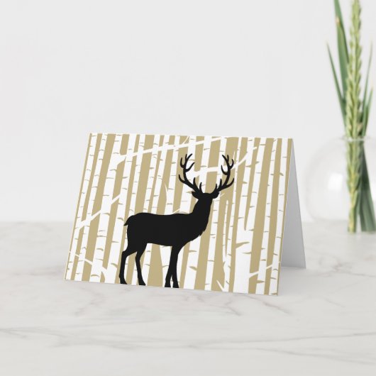 ベージュとブラック樺の木ツリーフォレストのグリーティングカード カード (正面)