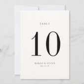ベージュとブラック結婚のテーブル番号カード 招待状 (裏面)