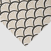 ベージュとブラック・アート・デコの花柄 薄葉紙 (詳細)