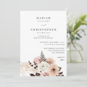 ベージュとブラッシュピンクのラスティックフラワーの結婚式 招待状 (スタンド正面)