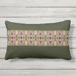 ベージュとブルゴーニュのダークグリーン アウトドアクッション