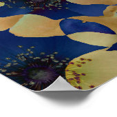 ベージュとブルーのカラーフローラ/フラワーパターンのアート ポスター (角)