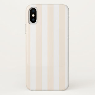 ベージュとホワイトキャンディストライプー iPhone X ケース