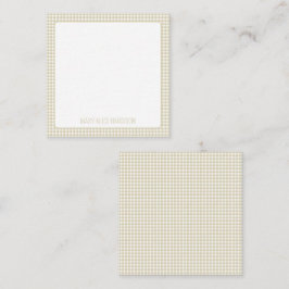 ベージュとホワイトギンガムプレイドパーソナライズされた ノートカード