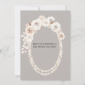 ベージュとホワイトパールの花モチーフ ベビーシャワー招待状 招待状 (裏面)