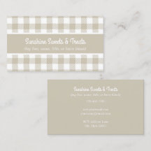 ベージュとホワイトプレイドベーカリー名刺