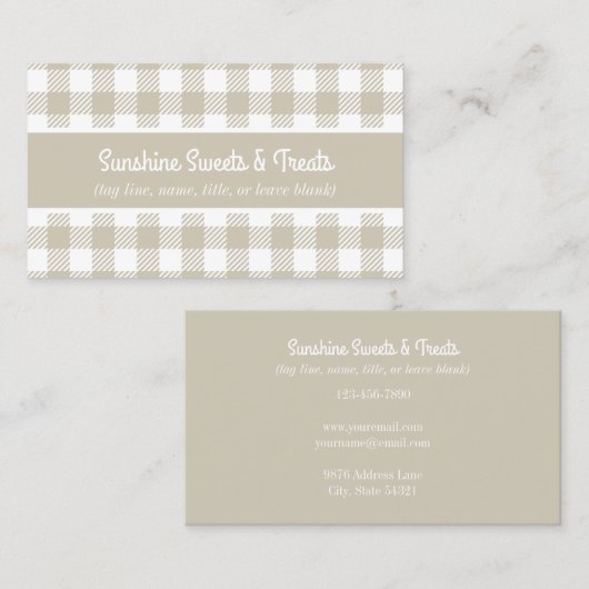 ベージュとホワイトプレイドベーカリー名刺 名刺 (正面/裏面)
