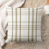 ベージュとホワイトプレイド クッション (ブランケット)