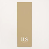 ベージュとホワイト個人モノグラムミニマリストスクリプト ヨガマット (正面)