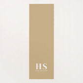 ベージュとホワイト個人モノグラムミニマリストスクリプト ヨガマット (裏面)