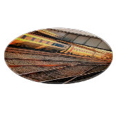 ベージュとマルーンの列車 カッティングボード (角)