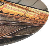 ベージュとマルーンの列車 カッティングボード (角)