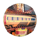 ベージュとマルーンの列車 野球ボール (裏面)