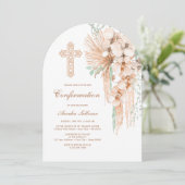 ベージュとミントブーケアーチの確認 招待状 (スタンド正面)