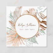 ベージュとミントブーケ名刺 スクエア名刺 (正面)