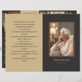 ベージュと木炭4ページの葬儀プログラム (正面/裏面)