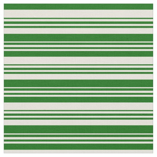 ベージュと濃い緑の線 ファブリック (クローズアップ)