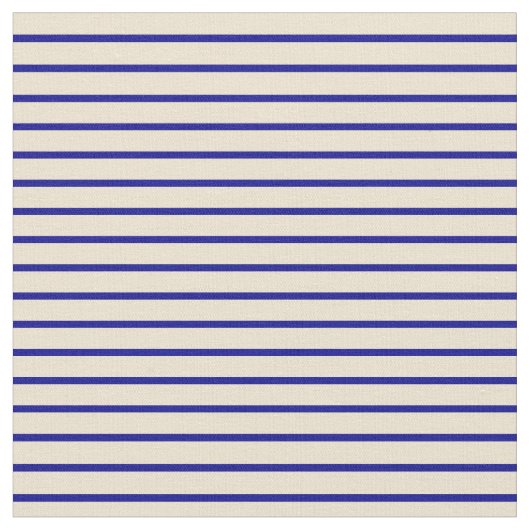 ベージュと濃い青の線のパターン ファブリック (クローズアップ)