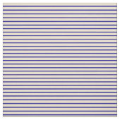 ベージュと濃い青の線のパターン ファブリック (見本)