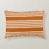 ベージュと焦げオレンジの5つのストライプパターン アクセントクッション (正面)