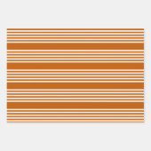ベージュと焦げオレンジの5つのストライプパターン ラッピングペーパーシート (正面)