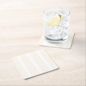 ベージュと白い5つのストライプパターン スクエアペーパーコースター (インサイチュ)