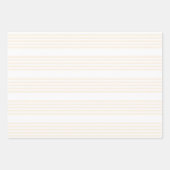 ベージュと白い5つのストライプパターン ラッピングペーパーシート (正面)