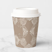 ベージュと白の模様のAIアート 紙コップ (正面)