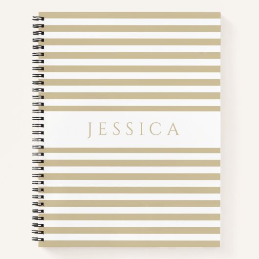 ベージュと白ストライプののパターン名 ノートブック (正面)