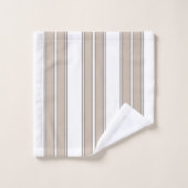 ベージュと白ストライプの バスタオルセット (ウォッシュタオル)