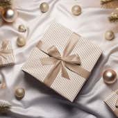 ベージュと白ストライプ色のパターン ラッピングペーパー