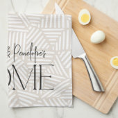 ベージュと白モダン幾何ホミニマルーム キッチンタオル (四つ折り)