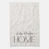 ベージュと白モダン幾何ホミニマルーム キッチンタオル (縦)