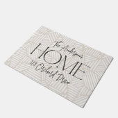 ベージュと白モダン幾何ホミニマルーム ドアマット (アングル)