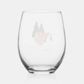 ベージュと緑のクリスマスグリーティング ステムなしワイングラス (裏面)