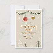 ベージュと緑のミニマリストのクリスマス 招待状 (正面)