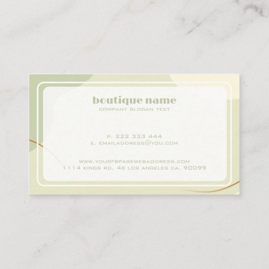 ベージュと緑の美容師の落ち着いた色 名刺 (裏面)