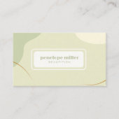 ベージュと緑の美容師の落ち着いた色 名刺 (正面)