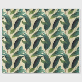 ベージュと緑の葉シンプル、植物用ラッピング ラッピングペーパー (フラット)