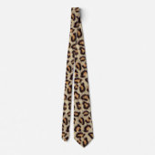 ベージュと茶色のヒョウの斑点パタフェイクーン毛 ネクタイ (裏面)