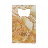 ベージュと茶色のフェイク大理石の背景 クレジットカード栓抜き (裏面)