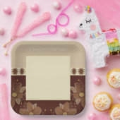 ベージュと茶色の正方形 ペーパープレート (パーティー)