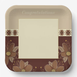 ベージュと茶色の正方形 ペーパープレート