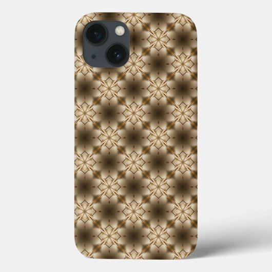 ベージュと茶色の色調の花の万華鏡のように千変万化するパターンパターン Case-Mate iPhoneケース (裏面)