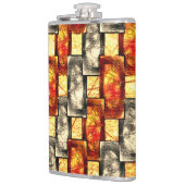 ベージュと赤で並んだ彫刻された長方形の作品 フラスク (左)