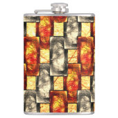 ベージュと赤で並んだ彫刻された長方形の作品 フラスク (正面)