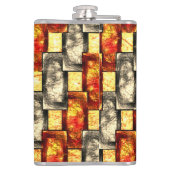 ベージュと赤で並んだ彫刻された長方形の作品 フラスク (裏面)